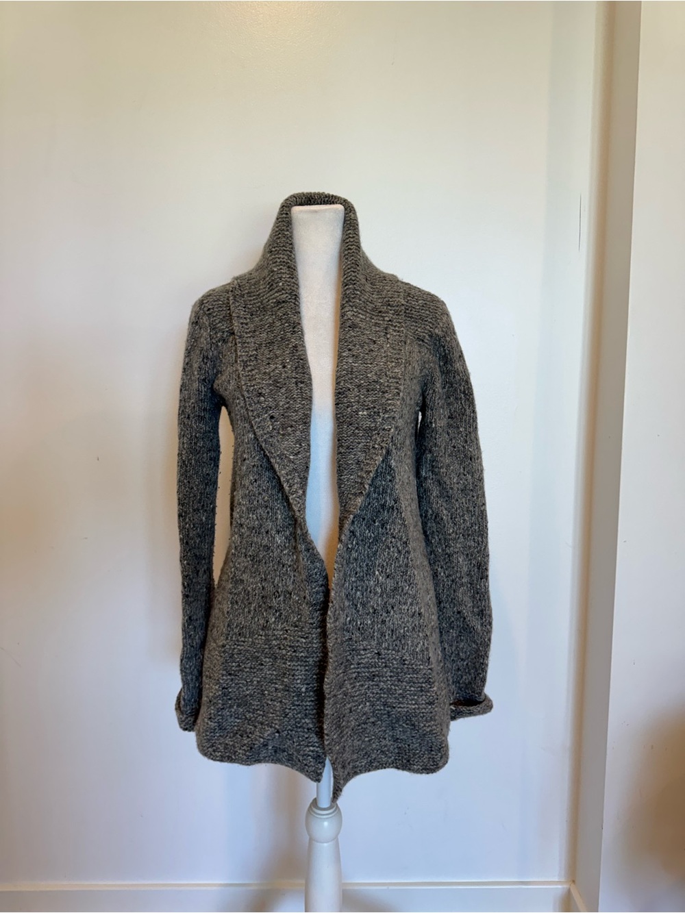 Theory Gray Open-Front Shawl Collar Cardigan